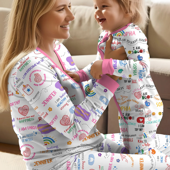 Daily Affirmations Matching Mommy & Baby Bamboo Women Pajama Set
