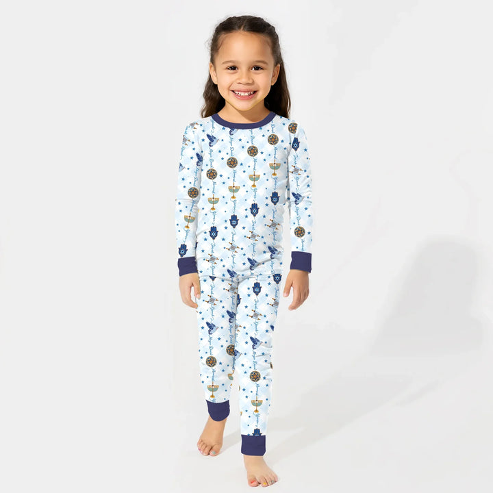 Hanukkah Festival Matching Family Two Piece Long Sleeve Pajama Set