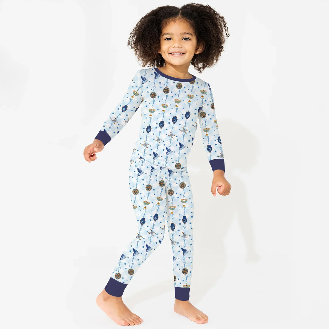 Hanukkah Festival Matching Family Two Piece Long Sleeve Pajama Set