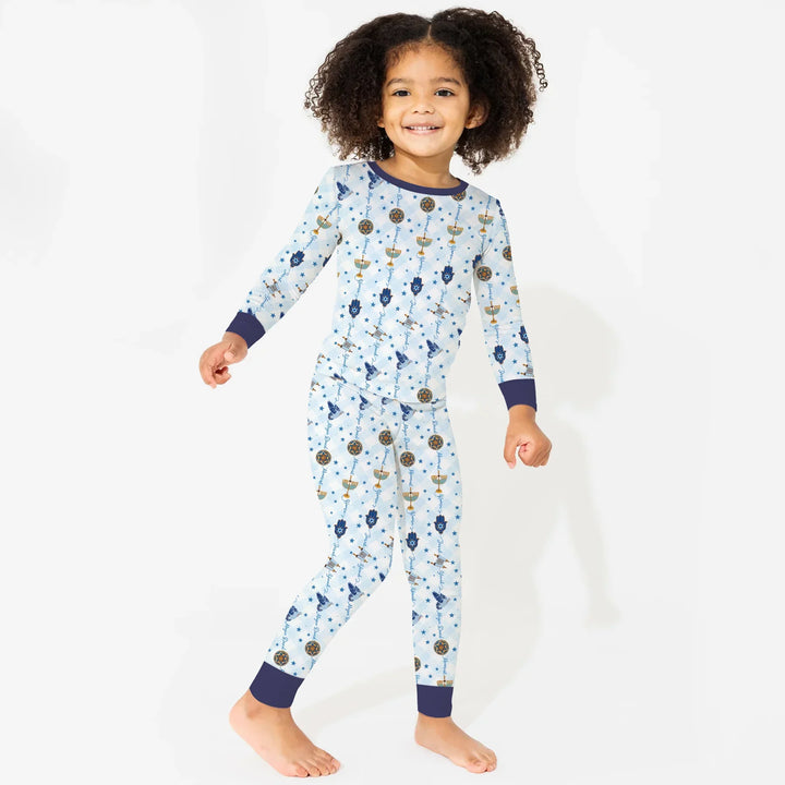 Hanukkah Festival Matching Family Two Piece Long Sleeve Pajama Set