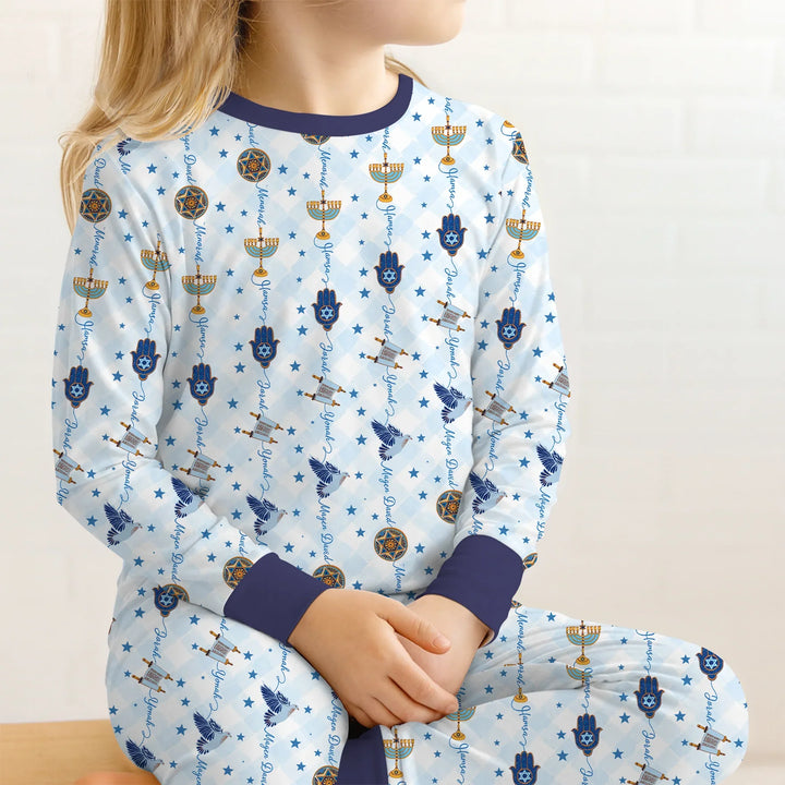 Hanukkah Festival Matching Family Two Piece Long Sleeve Pajama Set