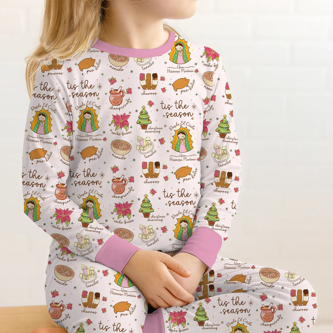 Zweiteiliges Langarm-Pyjama-Set mit Sommerfrüchten