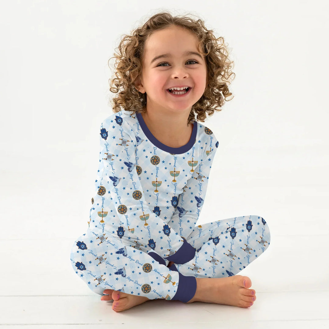 Hanukkah Festival Matching Family Two Piece Long Sleeve Pajama Set