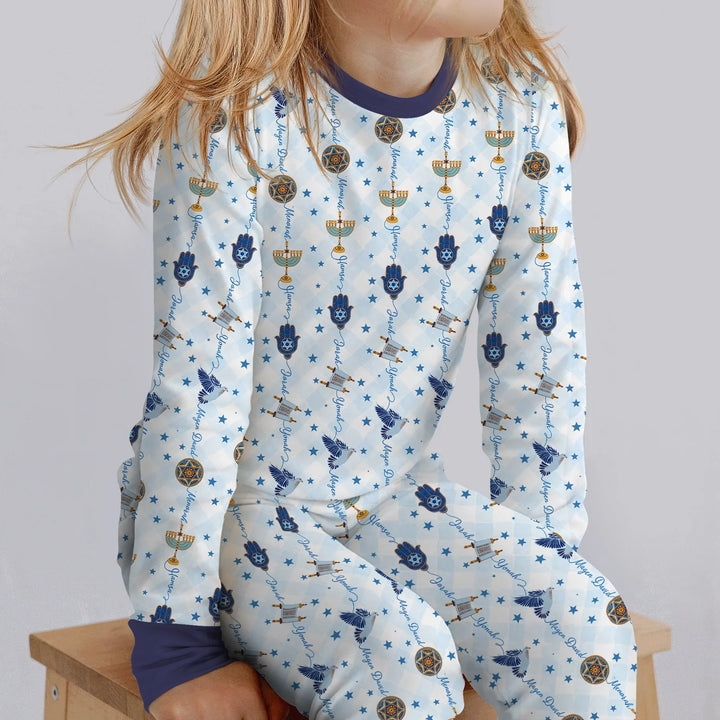 Hanukkah Festival Matching Family Two Piece Long Sleeve Pajama Set