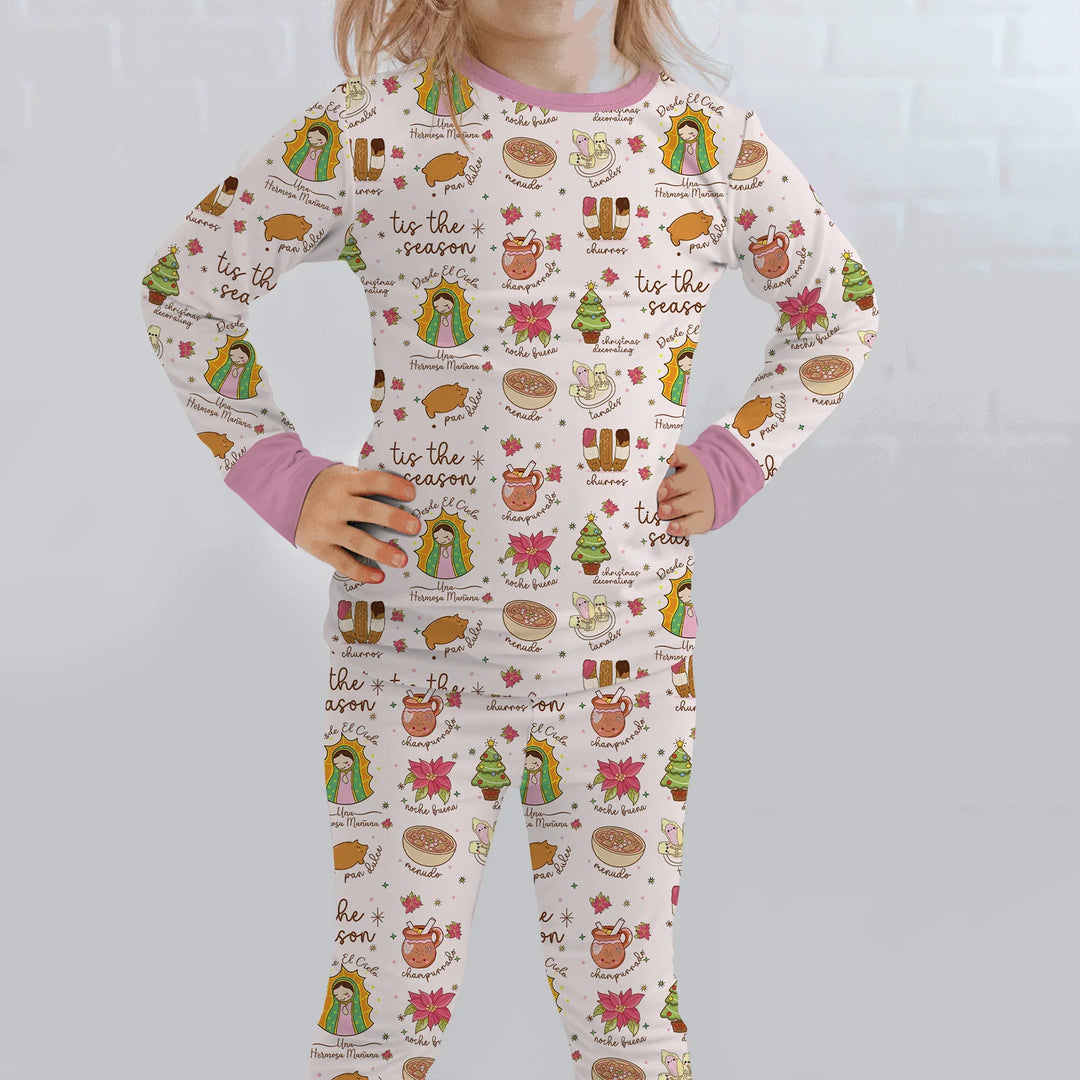 Zweiteiliges Langarm-Pyjama-Set mit Sommerfrüchten