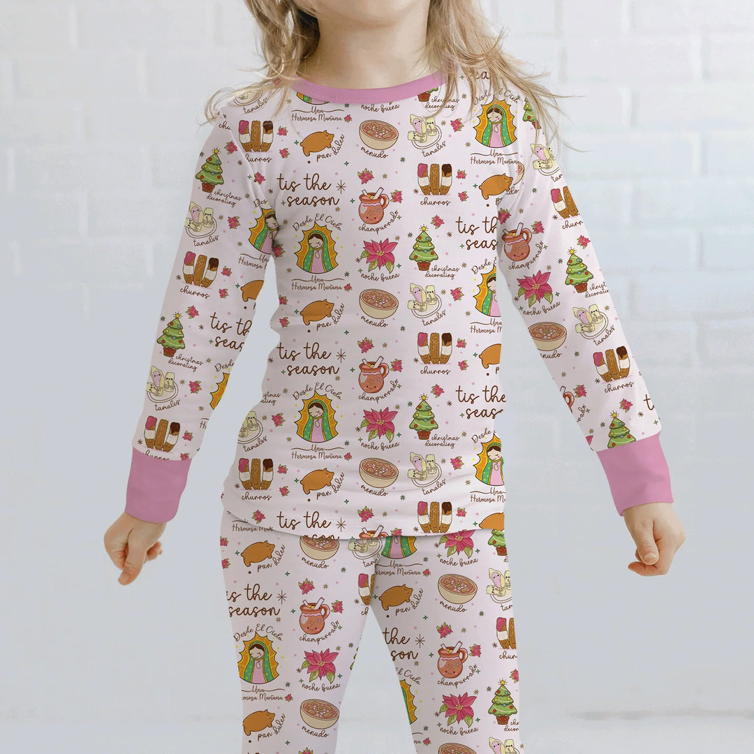 Zweiteiliges Langarm-Pyjama-Set mit Sommerfrüchten