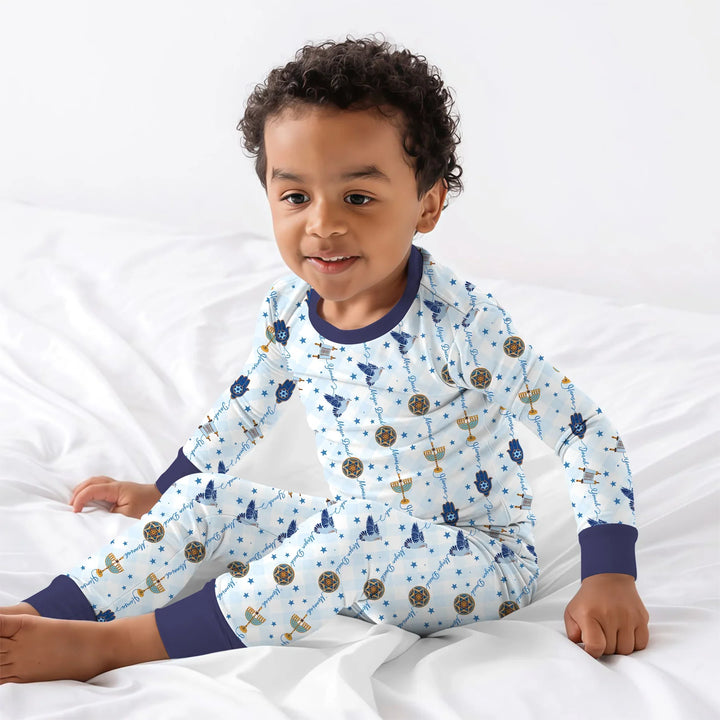 Hanukkah Festival Matching Family Two Piece Long Sleeve Pajama Set