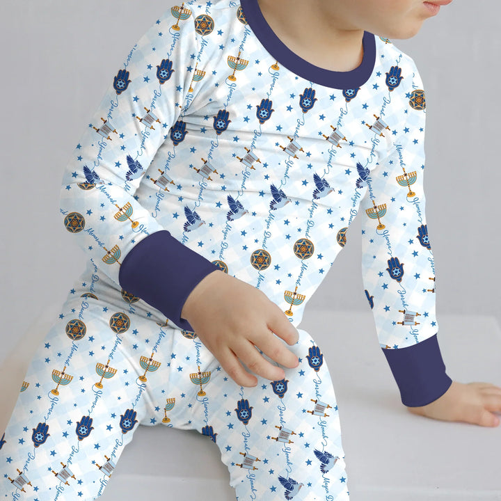 Hanukkah Festival Matching Family Two Piece Long Sleeve Pajama Set