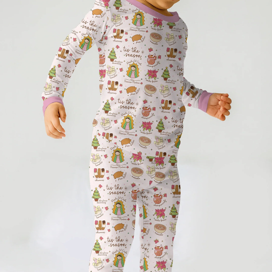 Zweiteiliges Langarm-Pyjama-Set mit Sommerfrüchten