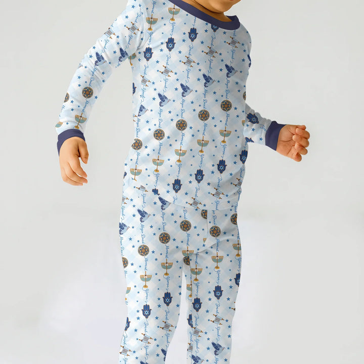 Hanukkah Festival Matching Family Two Piece Long Sleeve Pajama Set