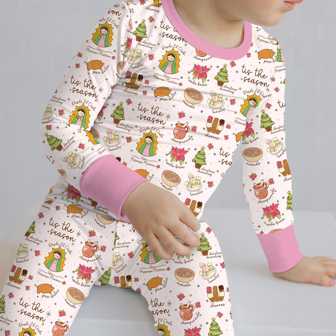 Zweiteiliges Langarm-Pyjama-Set mit Sommerfrüchten