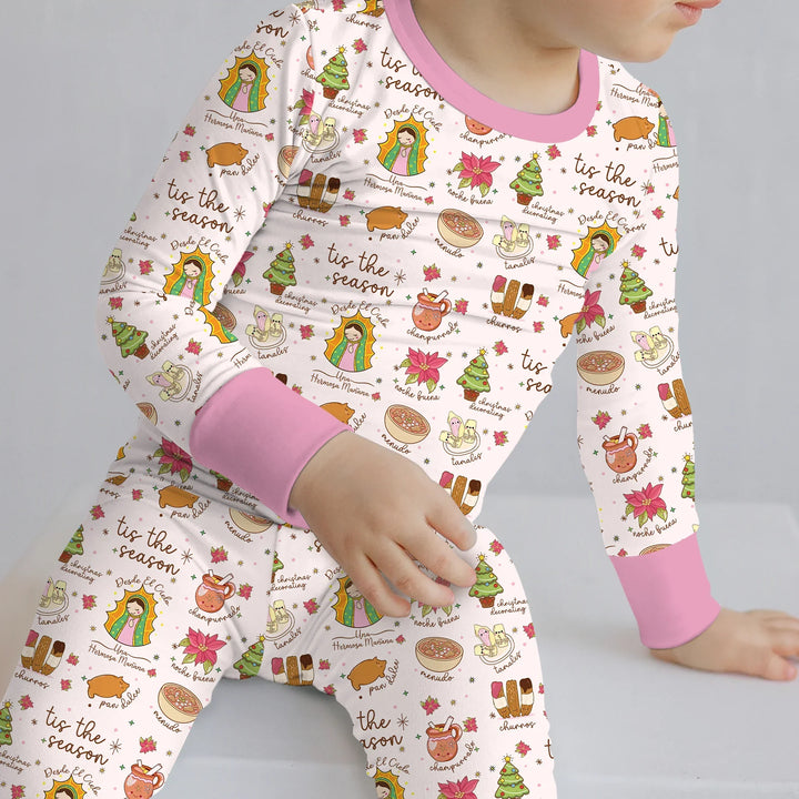 Zweiteiliges Langarm-Pyjama-Set mit Sommerfrüchten