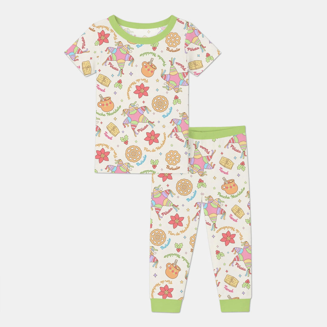 Las Posadas Dream Two Piece Short Sleeve Pajama Set , Las Posadas Dream Two Piece Short Sleeve Pajama Set - 12-18M / Light Green