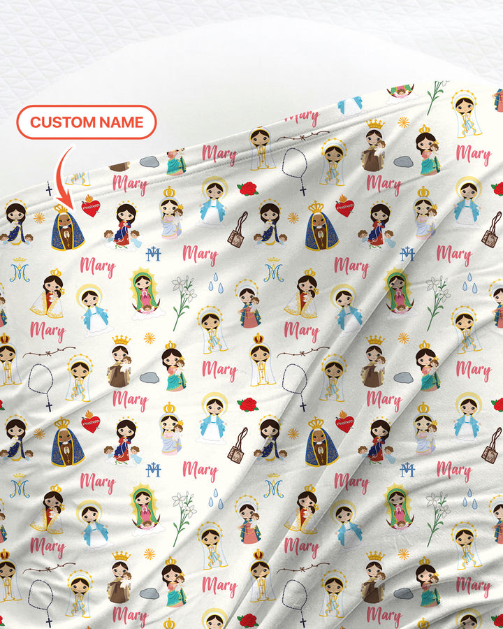 Custom Name Mother Mary swaddle blanket