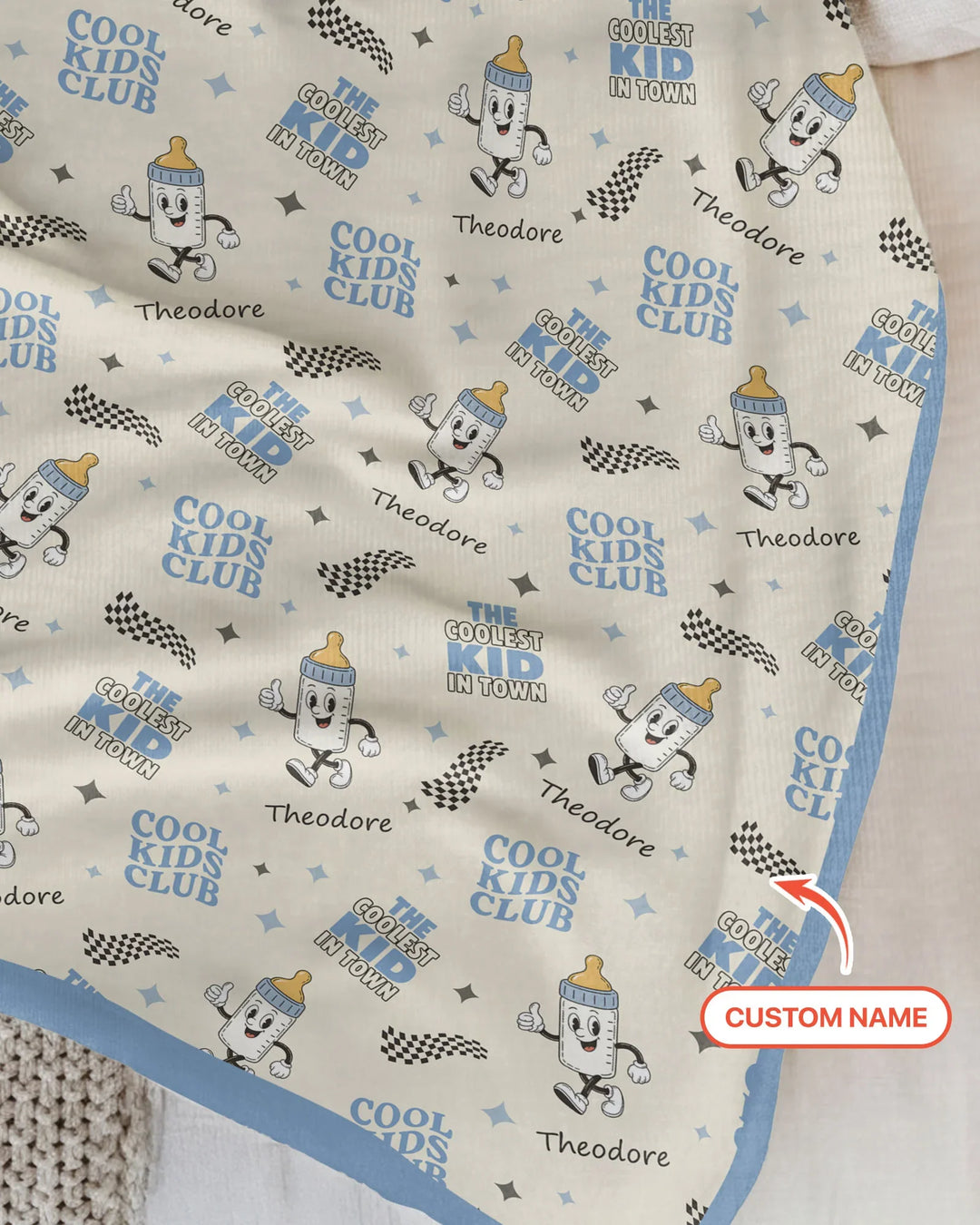 Manta de bambú a juego con nombre personalizado "Cool Club Daddy & Me"