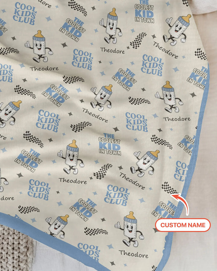 Manta de bambú a juego con nombre personalizado "Cool Club Daddy & Me"