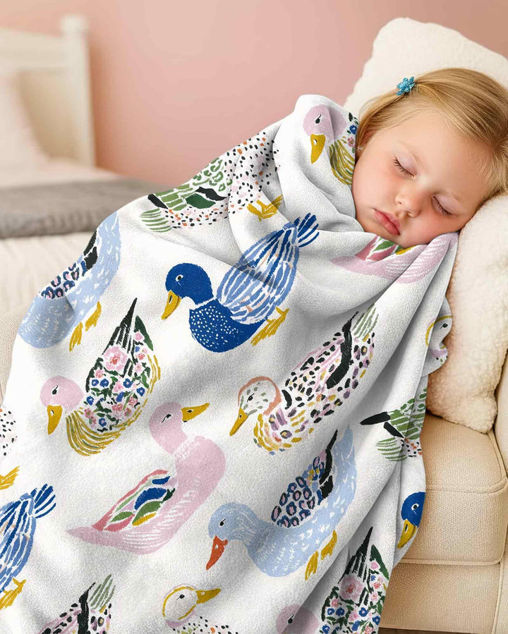 Whimsical Garden Ducks Bamboo Blanket