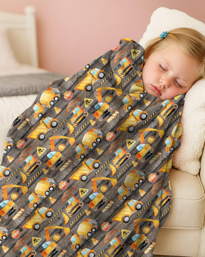 Construction Vehicles Bamboo Blanket