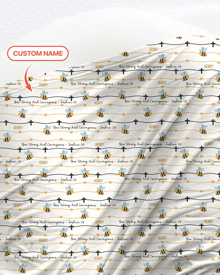 Bee Strong And Courageous Custom Name swaddle blanket