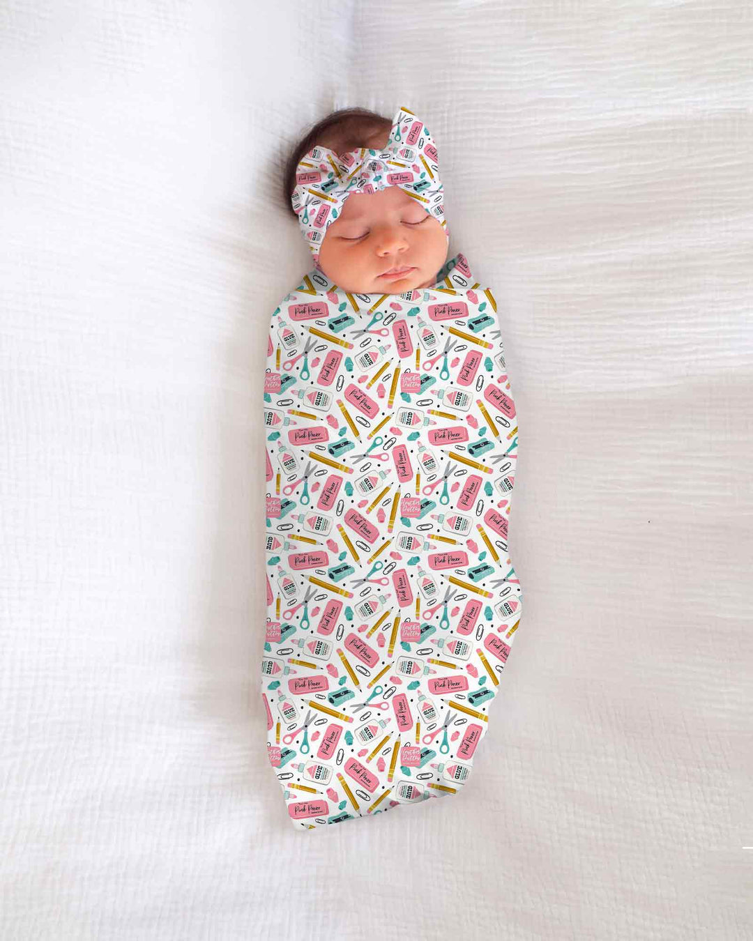 Pink Power School Supplies swaddle blanket