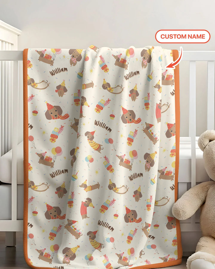 Dachshund Birthday Bamboo Blanket
