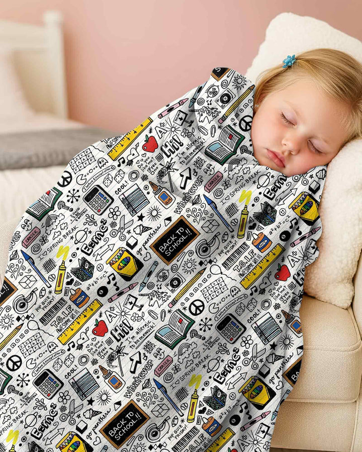 School Days Doodles Bamboo Blanket