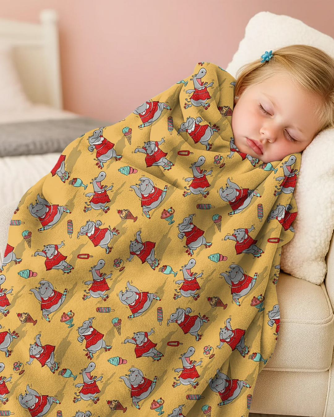Dancing Hippo Treats Bamboo Blanket
