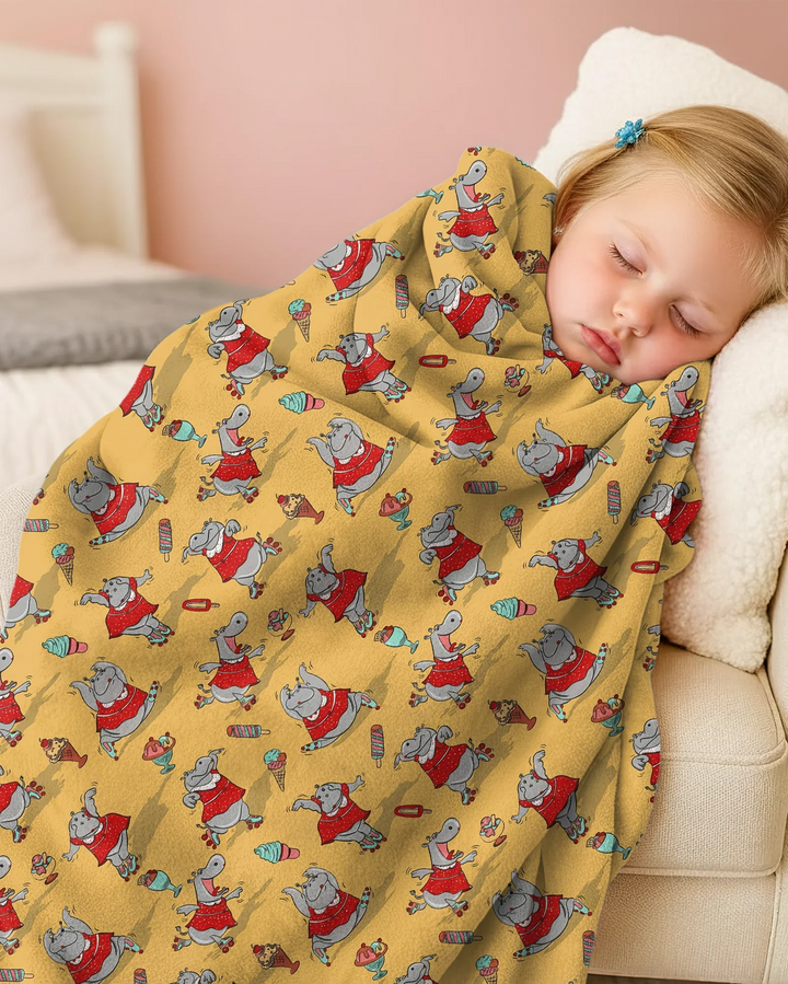 Dancing Hippo Treats Bamboo Blanket