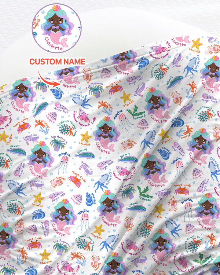 Personalized Cute Mermaid bamboo swaddle blanket