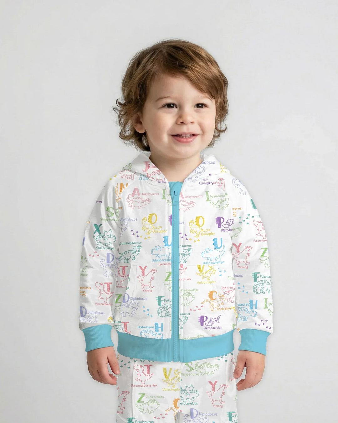Dino Alphabet ABC Bamboo Zip Hoodie