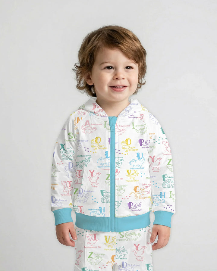 Dino Alphabet ABC Bamboo Zip Hoodie