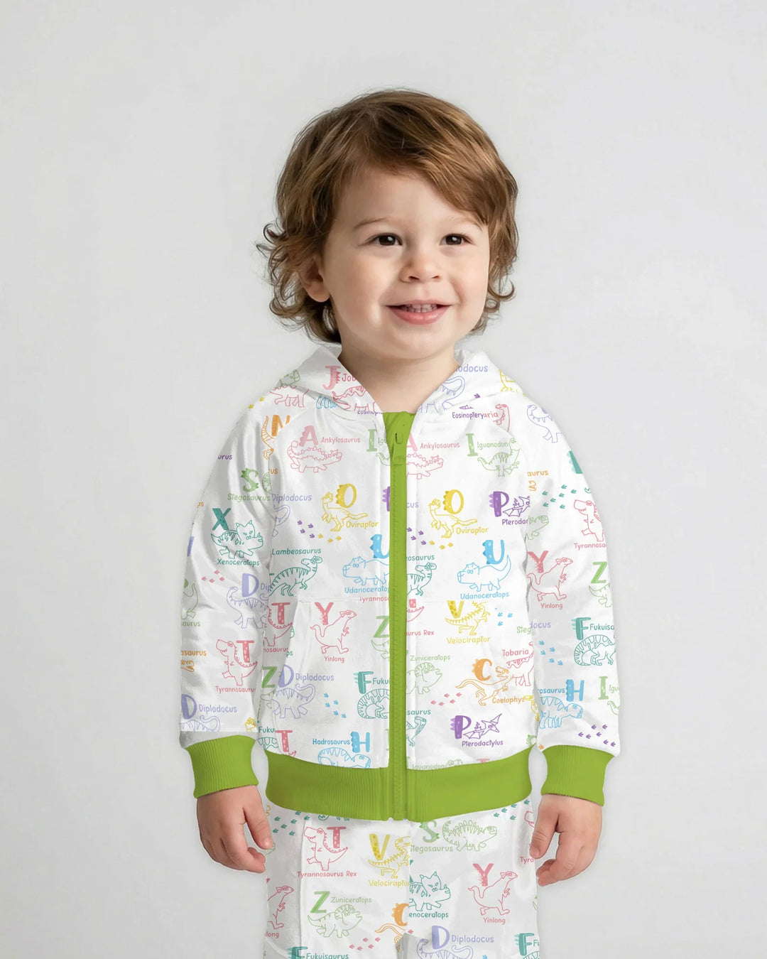 Dino Alphabet ABC Bamboo Zip Hoodie