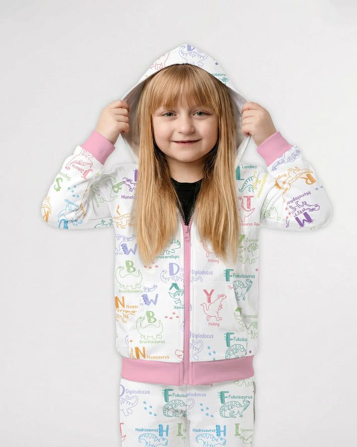 Dino Alphabet ABC Bamboo Zip Hoodie