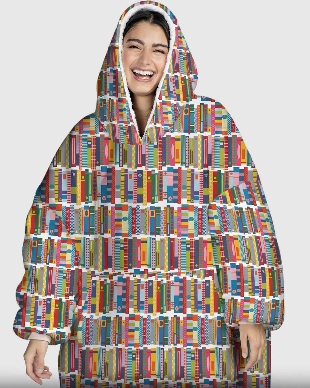 Rainbow Bookshelf Bamboo Blanket Hoodie