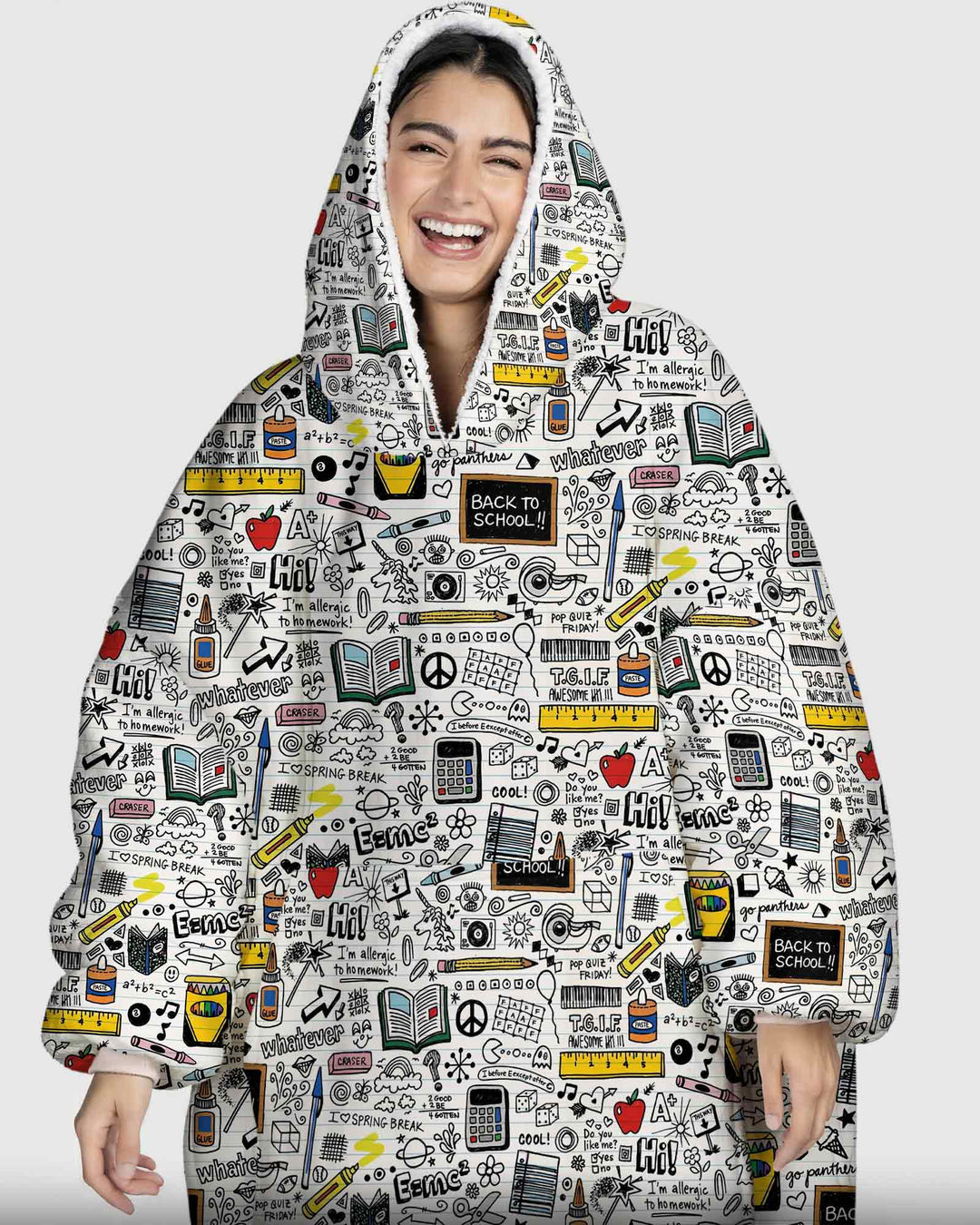 School Days Doodles Bamboo Blanket Hoodie