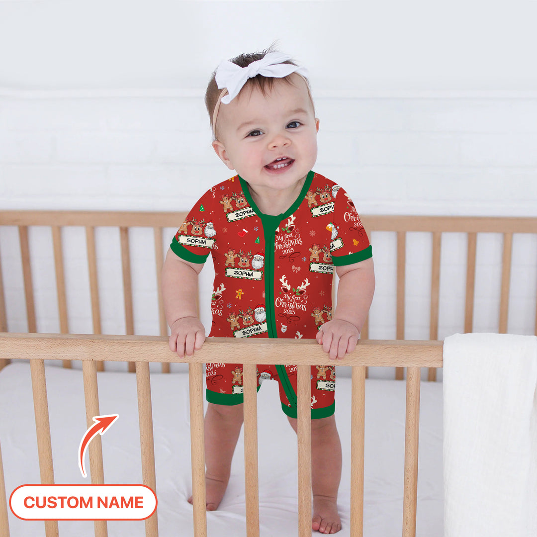 Benutzerdefinierter Name "My Deer First's Christmas" für Mädchen - Shorty Zippy