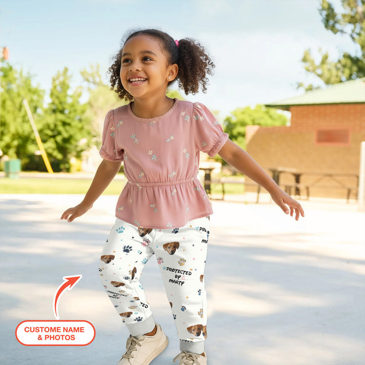 Custom Dog Photo Pattern "Protected By" Jogger