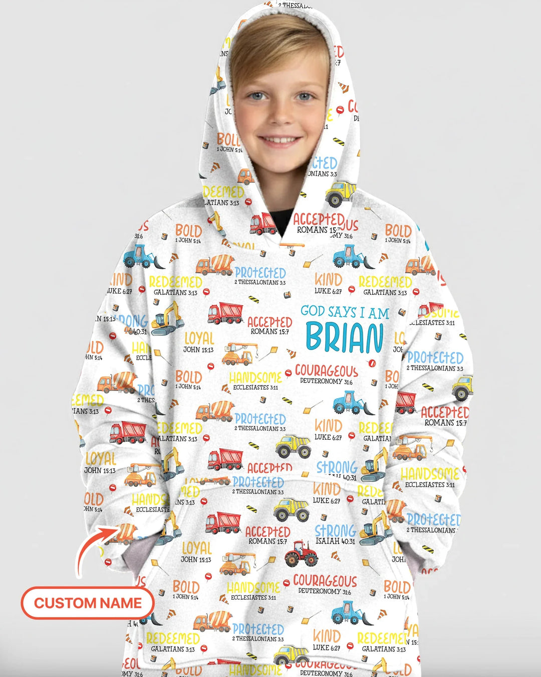 Personalized God Says I Am Little Builder Blanket Hoodie