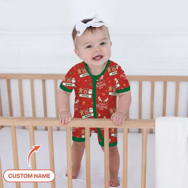 Custom Name "Merry Christmas My Deer" For Girl - Shorty Zippy , Custom Name "Merry Christmas My Deer" For Girl - Shorty Zippy - 0-3M