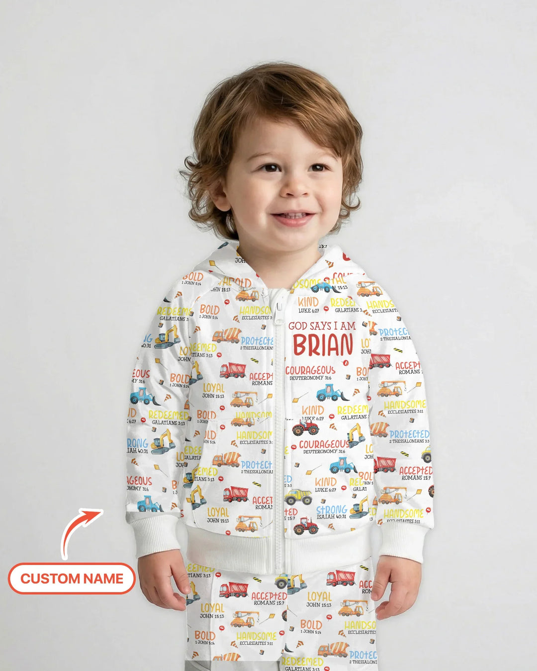 Personalized God Says I Am Little Builder Zip Hoodie