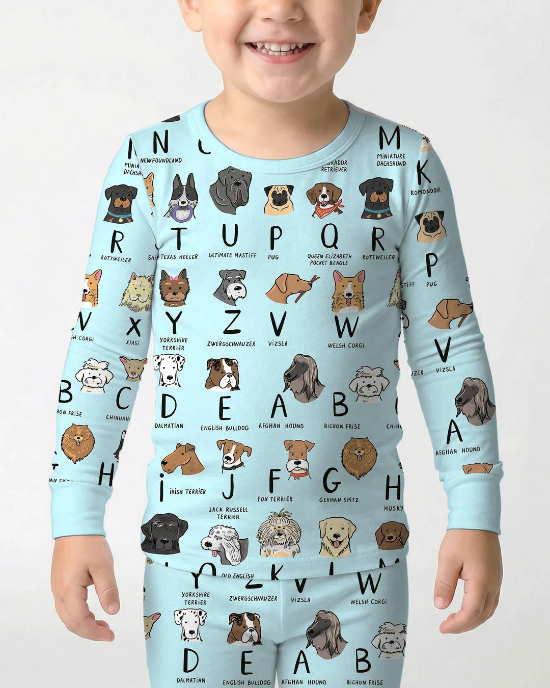 Funny Dogs Alphabet Two Piece Long Sleeve Pajama Set