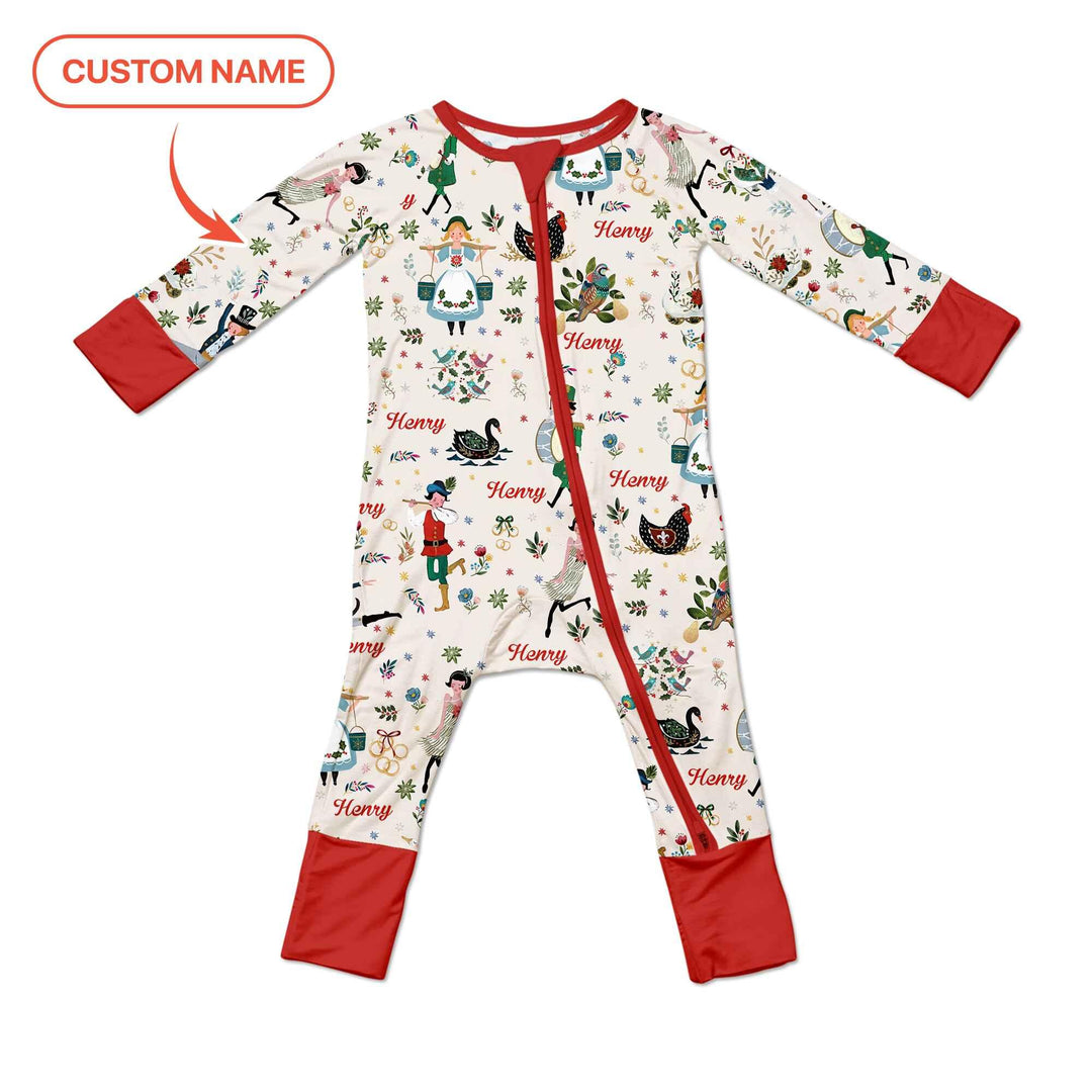 12 Days Of Christmas Custom Name Convertible Zippy , 12 Days Of Christmas Custom Name Convertible Zippy - 0-3M / Girl