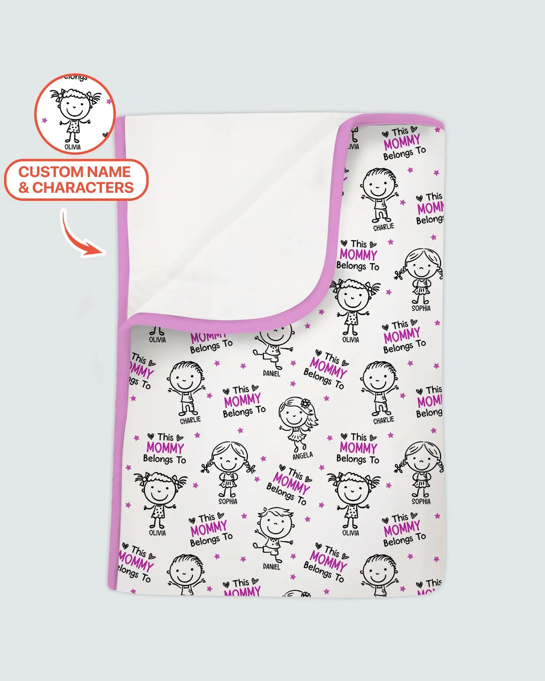 Manta de bambú con garabatos "Esta mamá pertenece a" y nombre personalizado