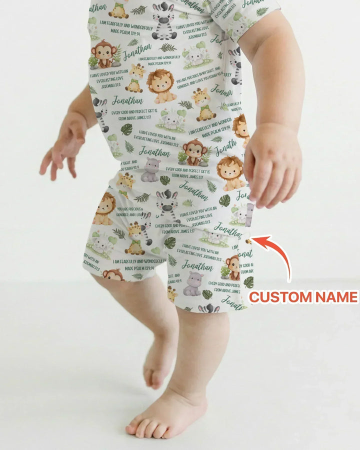 Zweiteiliges Pyjama-Set mit kurzen Ärmeln und Shorts im Sommer-Design
