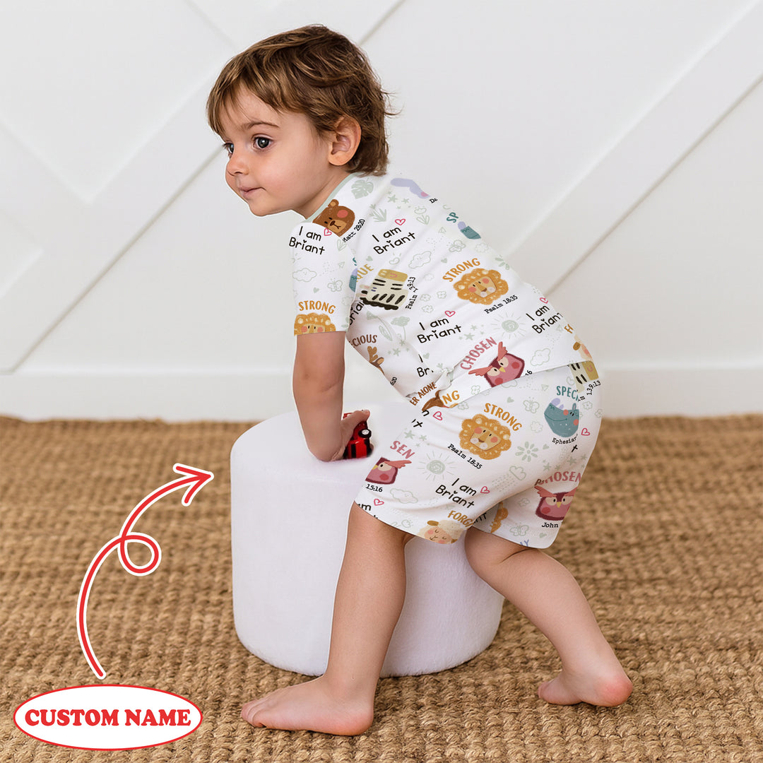 God’s Little Zoo Custom Name Two Piece Short Sleeve Shorts Pajama Set