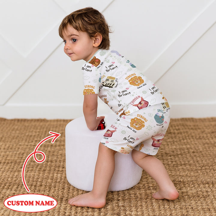 God’s Little Zoo Custom Name Two Piece Short Sleeve Shorts Pajama Set