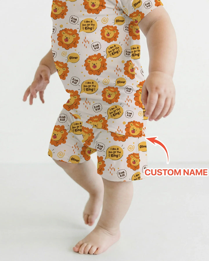 I Am A Son Of The King Custom Name Two Piece Short Sleeve Shorts Pajama Set