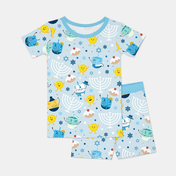Hanukkah Little Dreidel Family Two Piece Short Sleeve Shorts Pajama Set