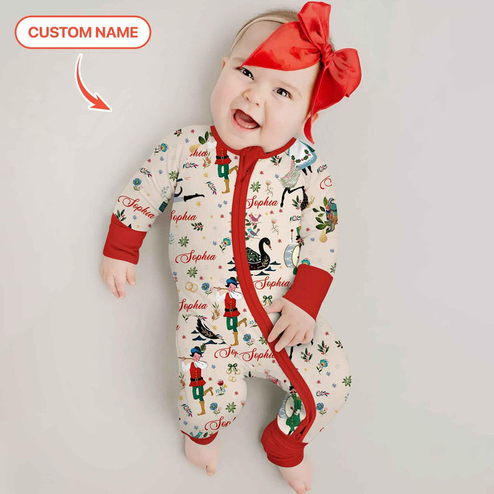 12 Days Of Christmas Custom Name Convertible Zippy , 12 Days Of Christmas Custom Name Convertible Zippy - 0-3M / Girl