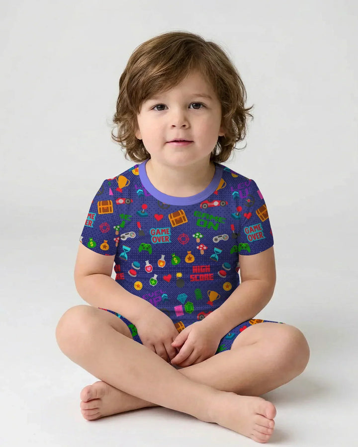 Gamer Mode On Family Matching Bamboo Two Piece Short Sleeve Shorts Pajama Set